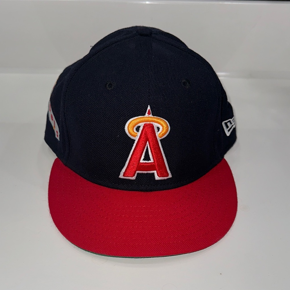 ANGELS NEW ERA WOOL ANGELS BASEBALL CAP BLACK AMD RED OS